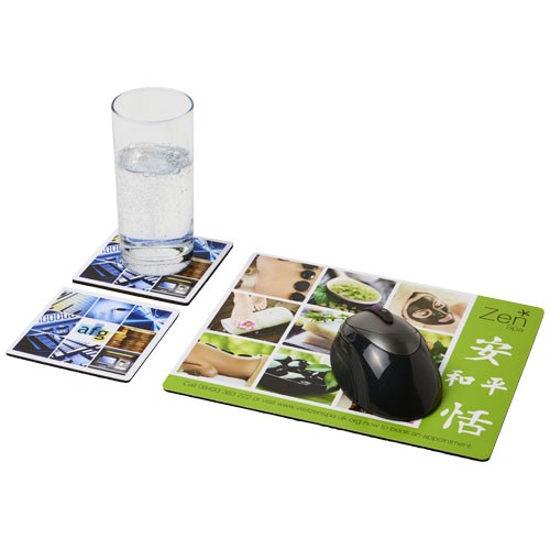 Q-Mat® mouse mat and coaster set combo 3 in 