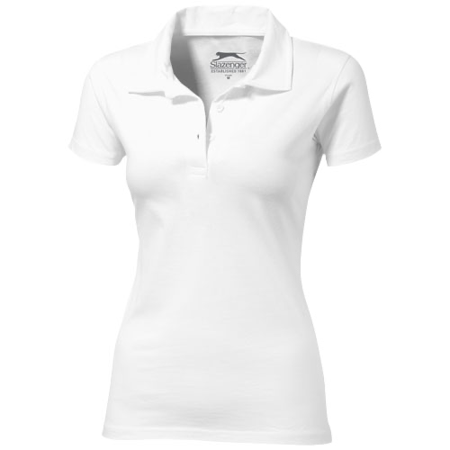Let short sleeve women's jersey polo in white-solid