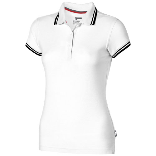 Deuce short sleeve women's polo with tipping in white-solid