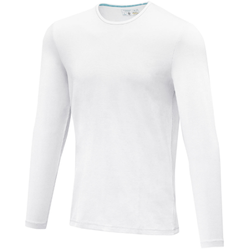Ponoka long sleeve men's organic t-shirt in white-solid