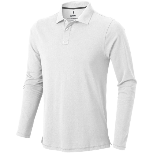 Oakville long sleeve men's polo in white-solid
