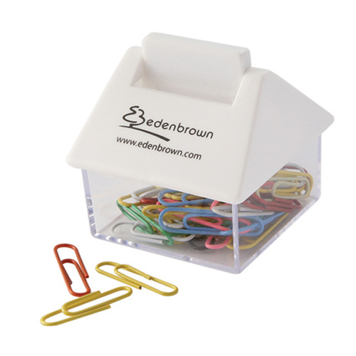 House Shaped Paperclip Dispenser White/Clear