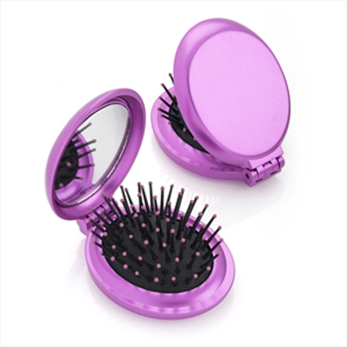 Metallic Pink Colour Folding Brush & Mirror