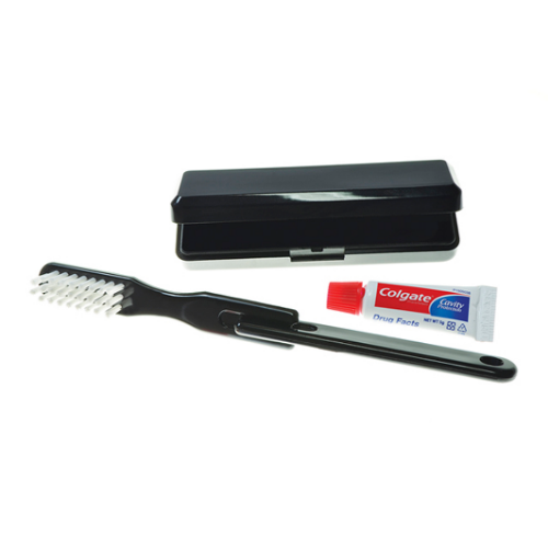 Black Travel Toothbrush Set With Colgate Toothpaste