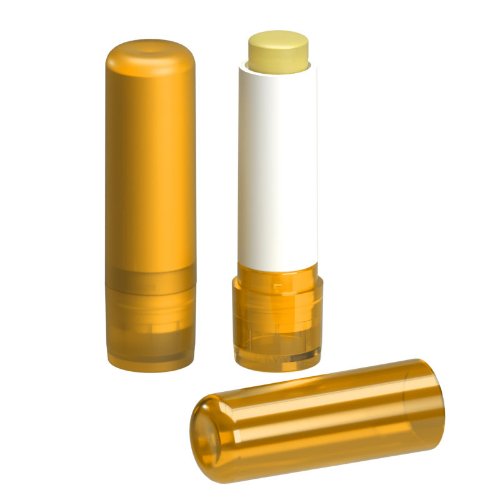 Lip Balm Stick Yellow Frosted Container & Cap, 4.6g