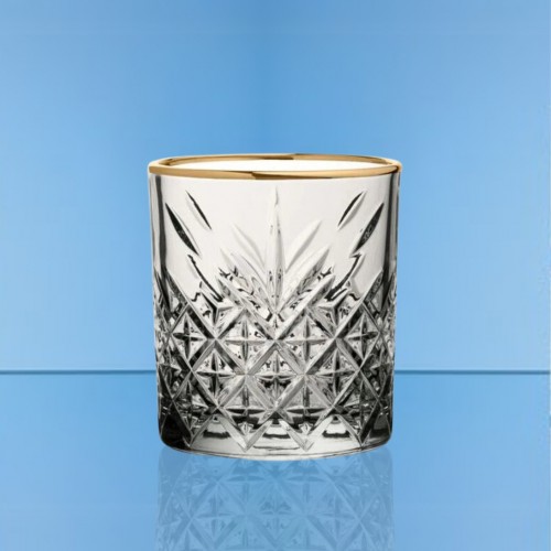 360ml Clear Glass Gold Rim Tumbler