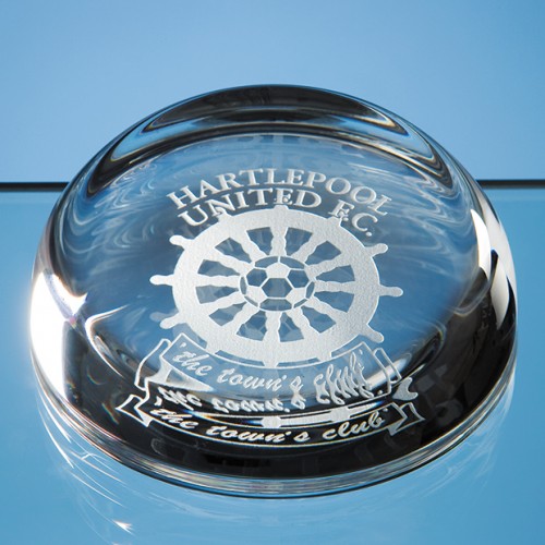 9cm Lead Crystal Flat Top Dome Paperweight