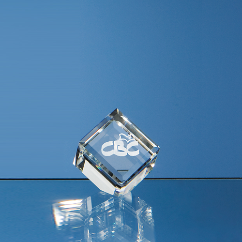 4cm Optical Crystal Bevel Edged Cube