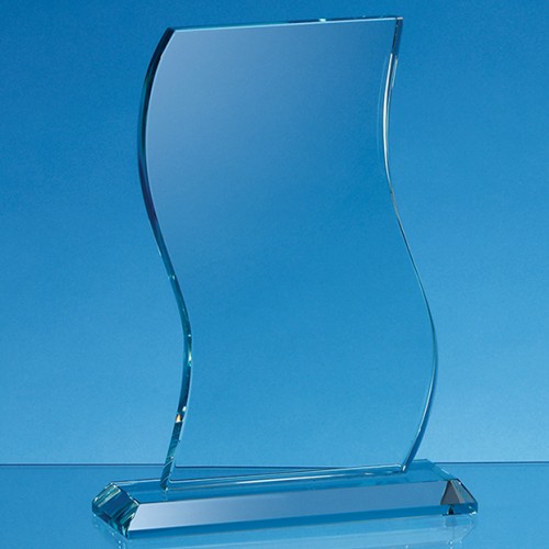 15cm x 10cm x 15mm Jade Glass Wave Award