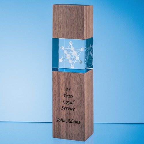 24cm Wood & Optical Crystal Square Column Award