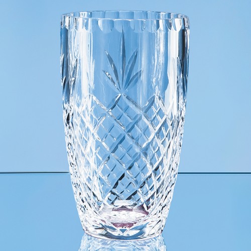 23cm Lead Crystal Panelled Barrel Vase