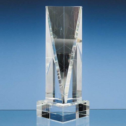 25.5cm Optical Crystal Facet Rectangle Award