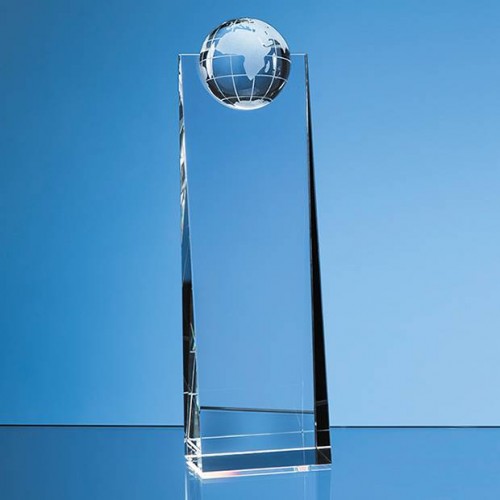 24cm Optical Crystal Globe Rectangle Award