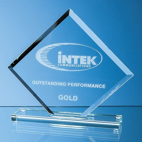 19cm x 22cm x 1cm Jade Glass Bevelled Edge Square Award