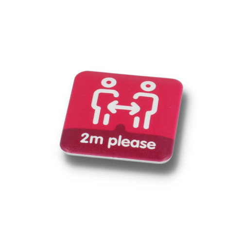 SOCIAL DISTANCING BUTTON BADGE – 37MM SQUARE