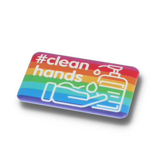 CLEAN HANDS DBASE BADGE – 70MM RECTANGULAR