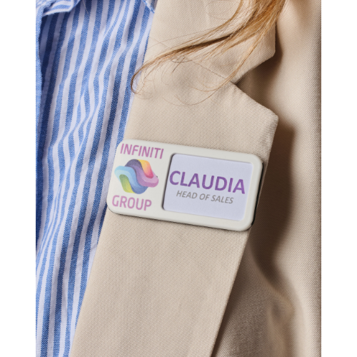 Always Recycled Reusable Name Badge – Rectangular Right Window