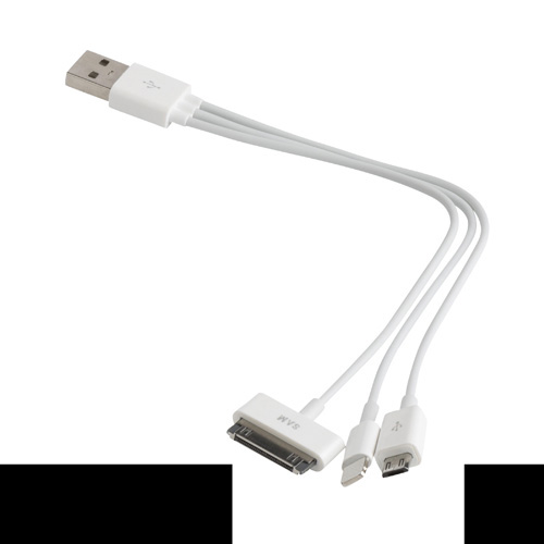3Waycharger Usb Charging Cable White