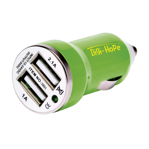Dual Usb Carcharger Green