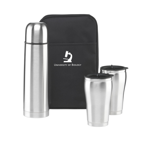 Thermobag Thermo Flask & Cups Silver