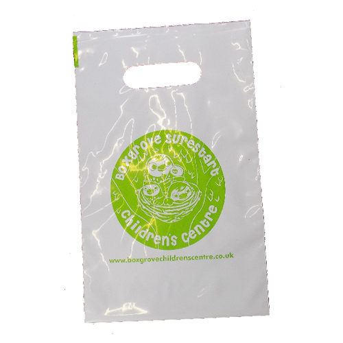 Punch Handle Carrier Bags, printed to one side.