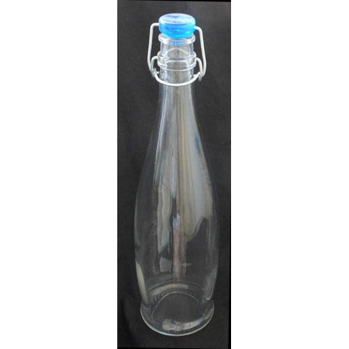 Flip top water bottle 1 Ltr 320mm high blue top 6's