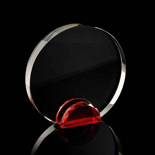 Medium round crystal frame with red stand