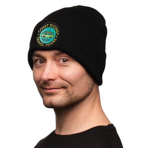 Circular Patched Beanie Hat