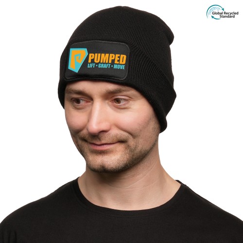 Recycled Rectangular Patch Beanie Hat