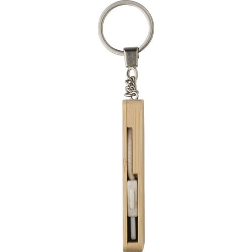 Bamboo keychain with charging cables in 