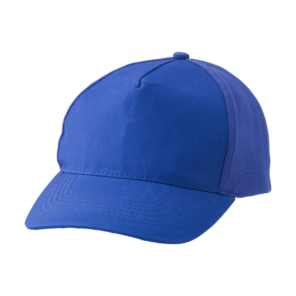 Polyester cap with five panels.