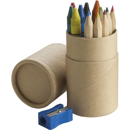 Coloured pencil & crayon set (12pc) in Brown