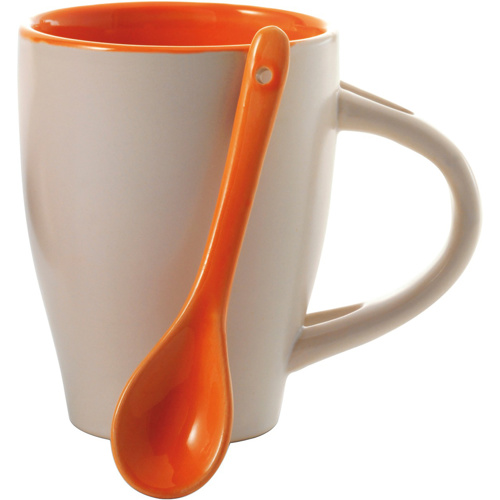 Coffee mug with spoon (300ml) in Yellow