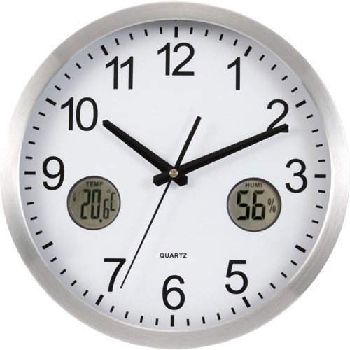 Plastic 30cm wall clock. in silver