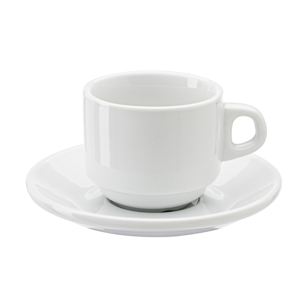 Stackable porcelain cup and saucer                 