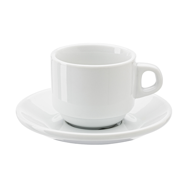 Stackable porcelain cup and saucer (90ml)