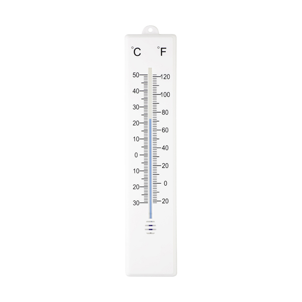 Plastic outdoor thermometer. in white