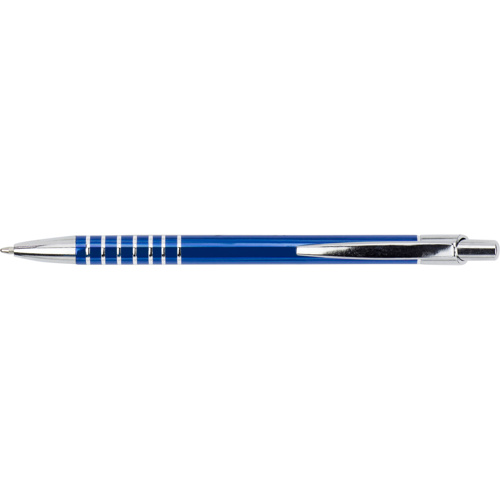 Aluminium ballpen with blue ink. in silver