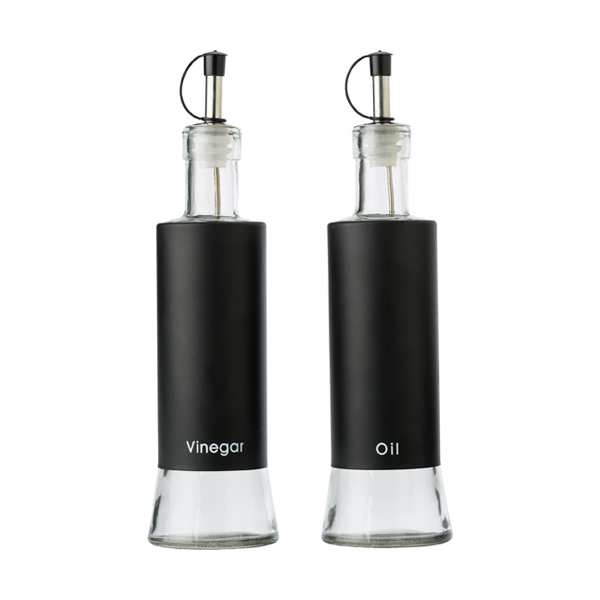 Oil-vinegar and salt-pepper holders.