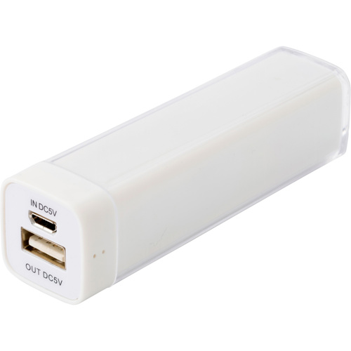 Plastic power bank. in white