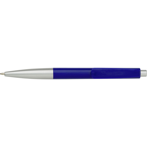 Plastic ballpen with blue ink. in white