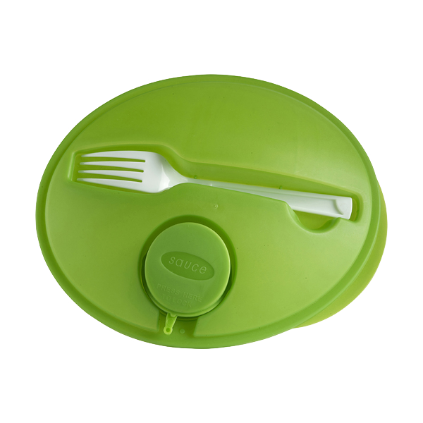 Oval shaped salad box. in light-green