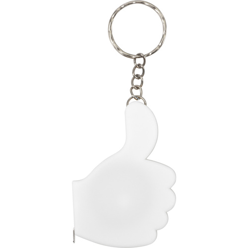 Keyring with tape measure (1m) in White