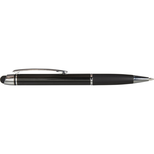Shiny ballpen with matching coloured rubber grip   