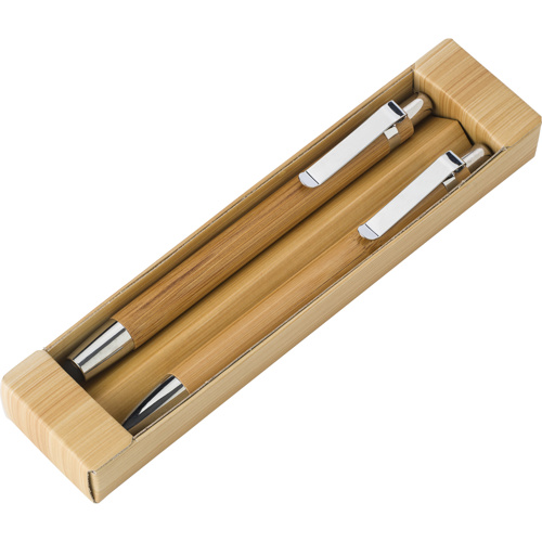Bamboo pen set in cardboard box                    