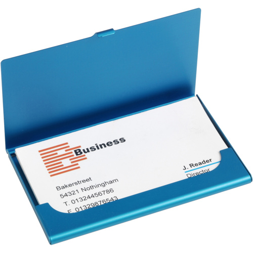 Aluminium card holder in Light Blue