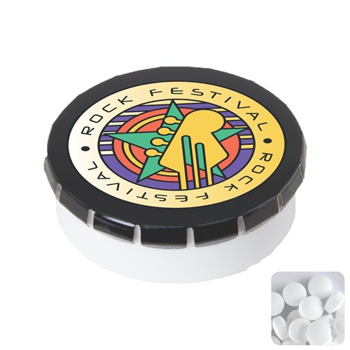 Round container with mints in 