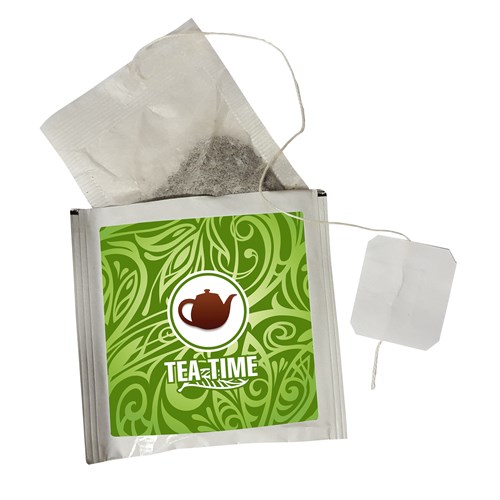 Labelled tea bag