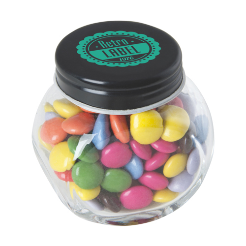 Small glass jar with choco's in 