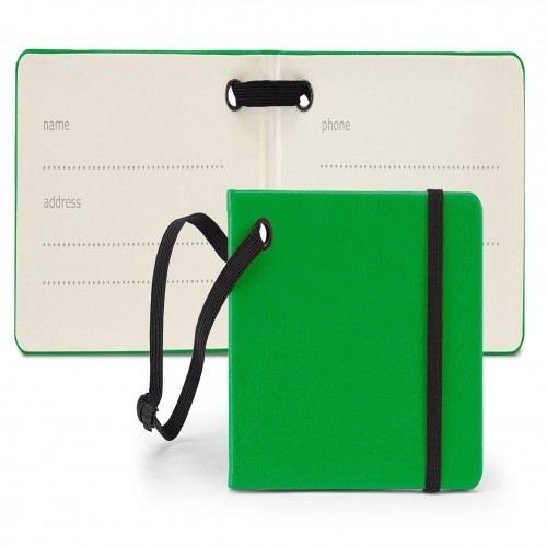 Notebook Style Luggage Tag with Elastic Retainer.in a choice of Belluno Colours